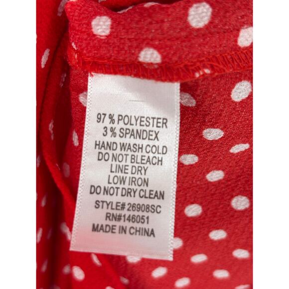 Monteau Red White Polka Dot Halter Neckline Top Scalloped Edge Preppy Cute XL - Picture 6 of 7